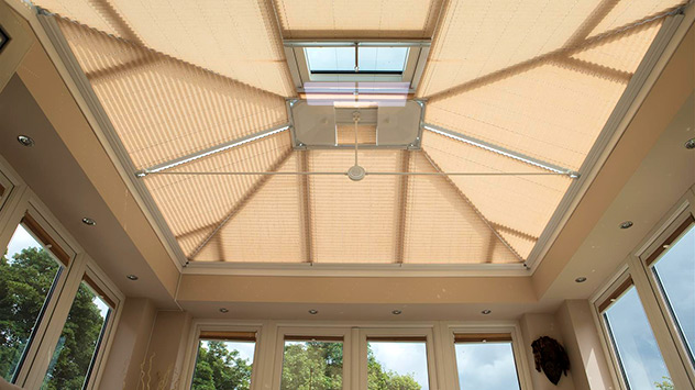 pure Pleated Blinds in an Orangery Roof