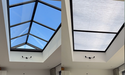 Sleek modern automated roof lantern blinds