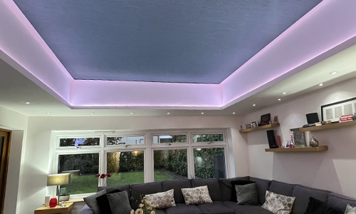 Grey blinds in a modern kitchen roof lantern